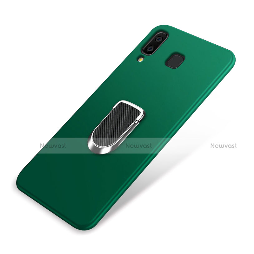Ultra-thin Silicone Gel Soft Case Cover with Magnetic Finger Ring Stand for Samsung Galaxy A9 Star SM-G8850 Green
