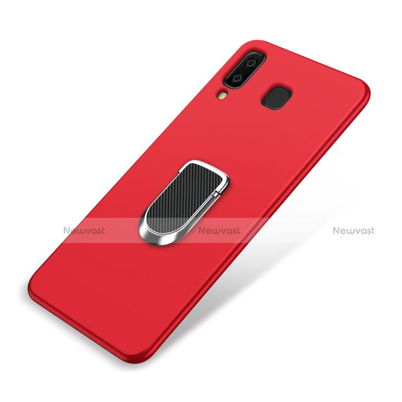 Ultra-thin Silicone Gel Soft Case Cover with Magnetic Finger Ring Stand for Samsung Galaxy A9 Star SM-G8850 Red
