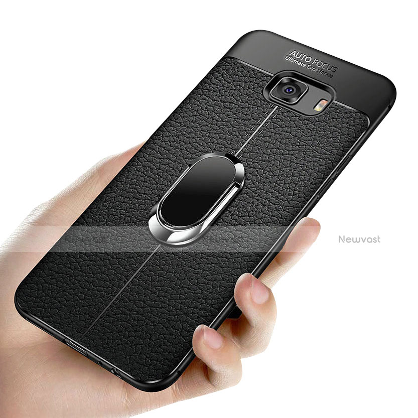 Ultra-thin Silicone Gel Soft Case Cover with Magnetic Finger Ring Stand for Samsung Galaxy C9 Pro C9000