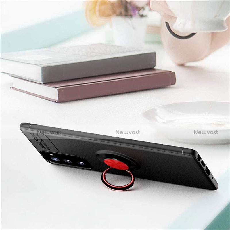 Ultra-thin Silicone Gel Soft Case Cover with Magnetic Finger Ring Stand for Samsung Galaxy Note 20 5G