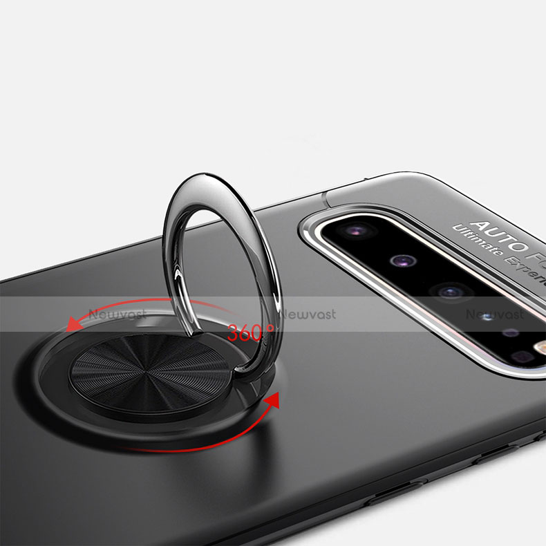 Ultra-thin Silicone Gel Soft Case Cover with Magnetic Finger Ring Stand for Samsung Galaxy S10 5G SM-G977B