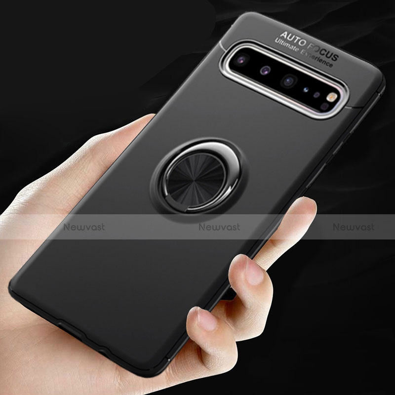 Ultra-thin Silicone Gel Soft Case Cover with Magnetic Finger Ring Stand for Samsung Galaxy S10 5G SM-G977B