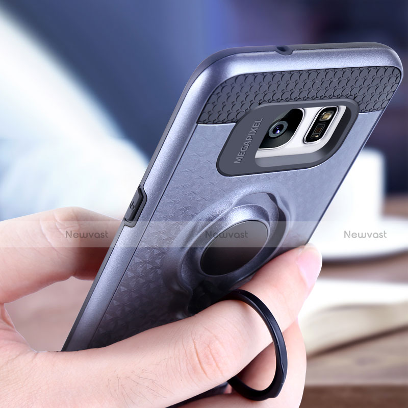 Ultra-thin Silicone Gel Soft Case Cover with Magnetic Finger Ring Stand for Samsung Galaxy S7 G930F G930FD