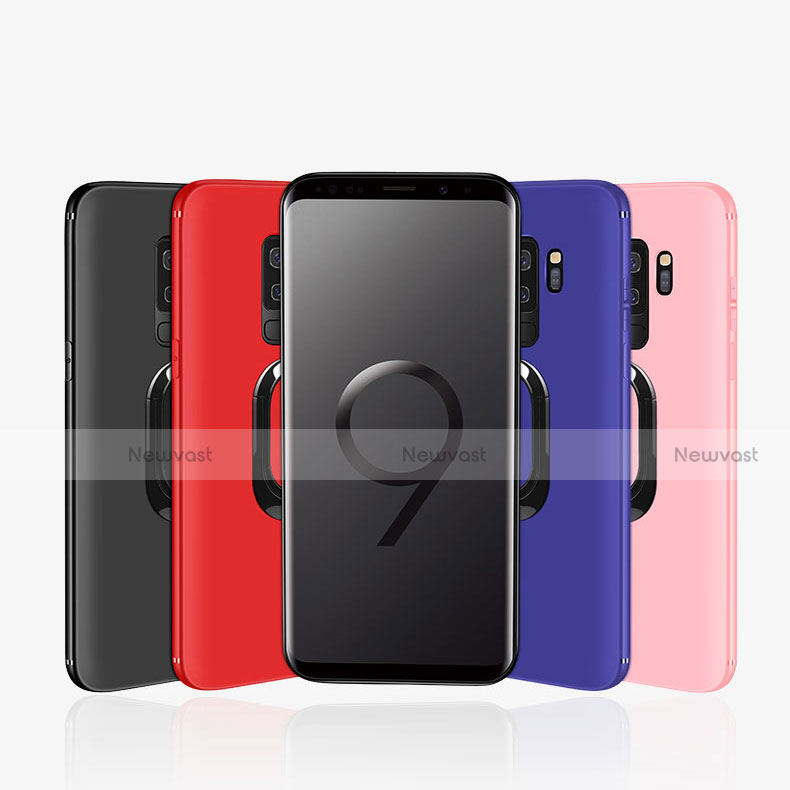 Ultra-thin Silicone Gel Soft Case Cover with Magnetic Finger Ring Stand for Samsung Galaxy S9 Plus