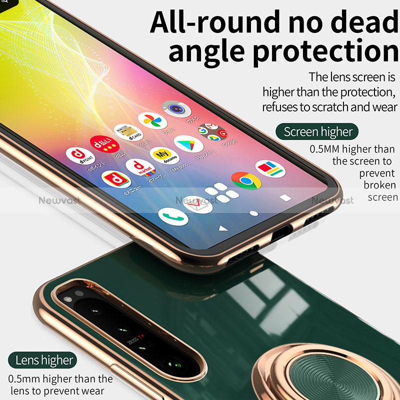 Ultra-thin Silicone Gel Soft Case Cover with Magnetic Finger Ring Stand for Sony Xperia 1 III
