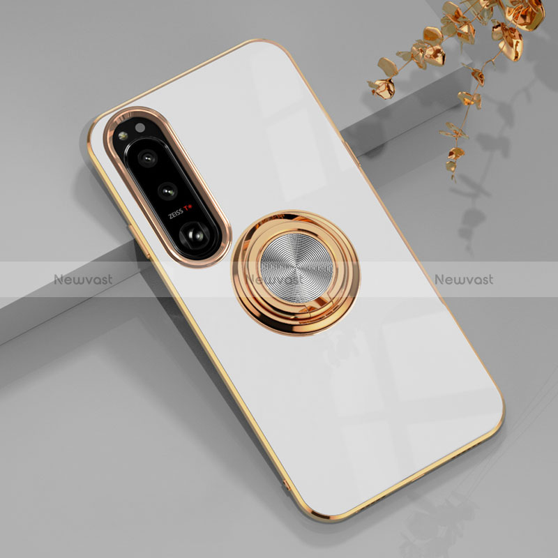 Ultra-thin Silicone Gel Soft Case Cover with Magnetic Finger Ring Stand for Sony Xperia 10 IV