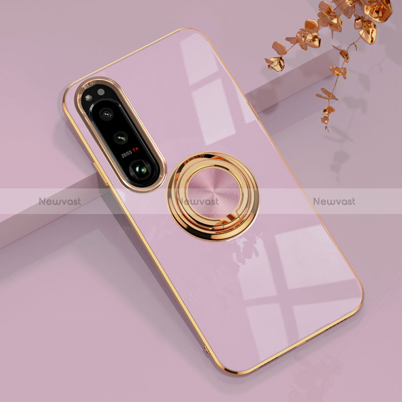 Ultra-thin Silicone Gel Soft Case Cover with Magnetic Finger Ring Stand for Sony Xperia 10 IV