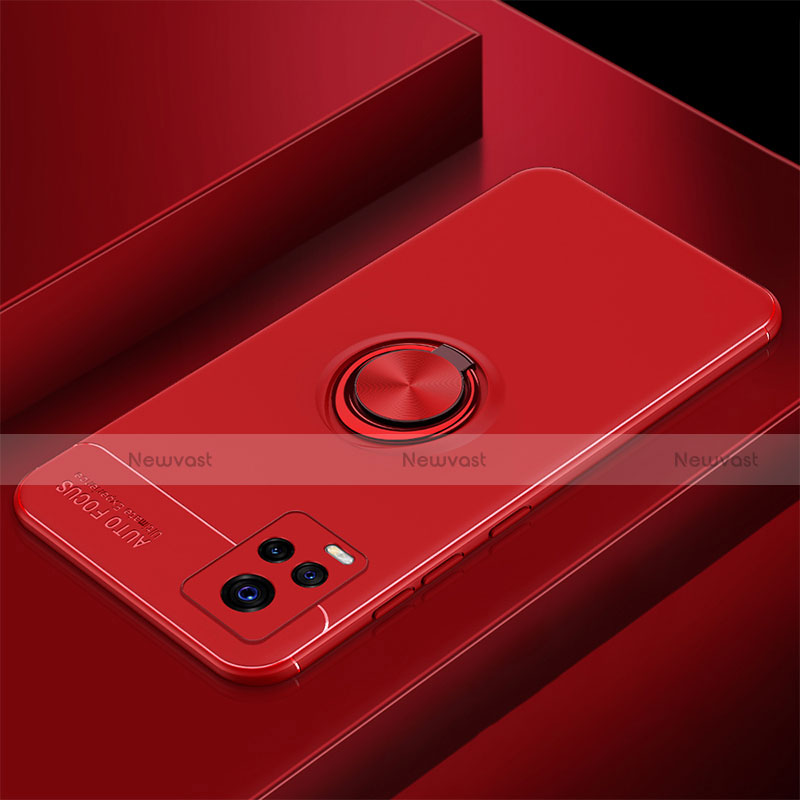 Ultra-thin Silicone Gel Soft Case Cover with Magnetic Finger Ring Stand for Vivo V20 Pro 5G