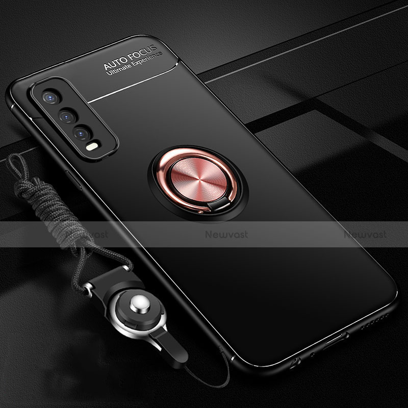 Ultra-thin Silicone Gel Soft Case Cover with Magnetic Finger Ring Stand for Vivo Y11s