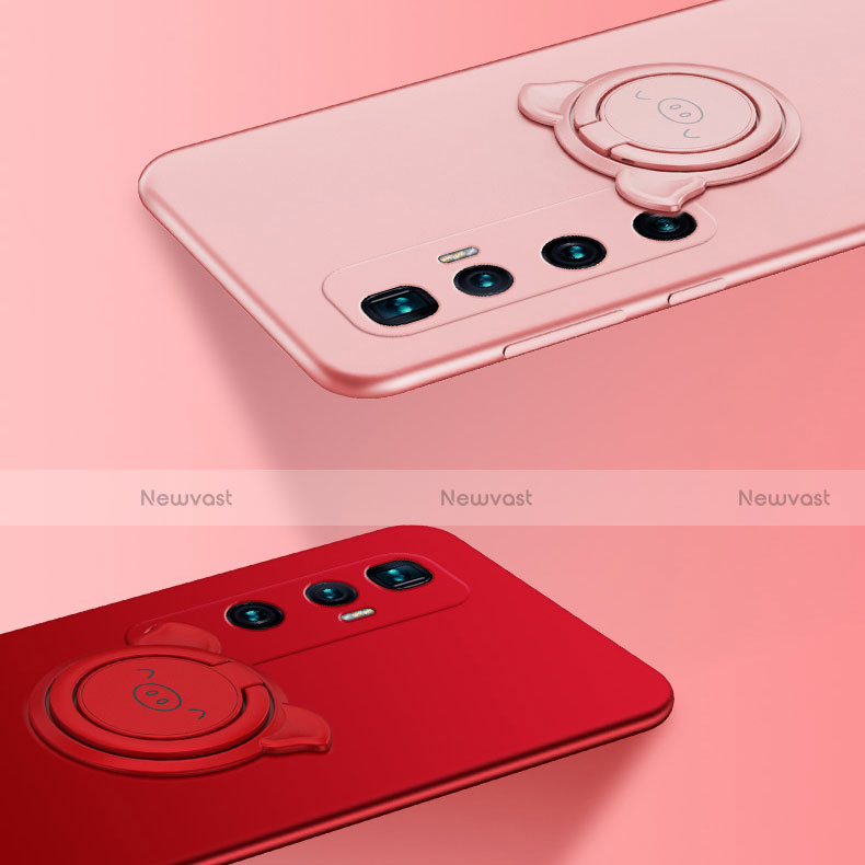 Ultra-thin Silicone Gel Soft Case Cover with Magnetic Finger Ring Stand for Xiaomi Mi 10 Ultra