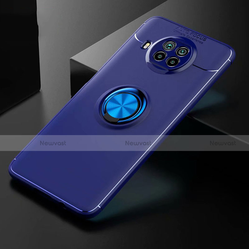 Ultra-thin Silicone Gel Soft Case Cover with Magnetic Finger Ring Stand for Xiaomi Mi 10T Lite 5G Blue