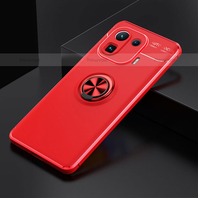 Ultra-thin Silicone Gel Soft Case Cover with Magnetic Finger Ring Stand for Xiaomi Mi 11 Pro 5G