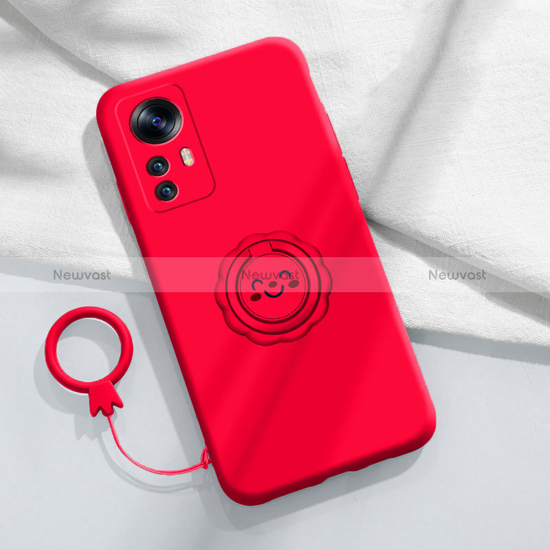 Ultra-thin Silicone Gel Soft Case Cover with Magnetic Finger Ring Stand for Xiaomi Mi 12T 5G