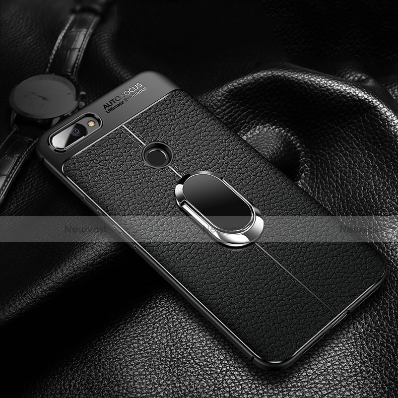 Ultra-thin Silicone Gel Soft Case Cover with Magnetic Finger Ring Stand for Xiaomi Mi 8 Lite