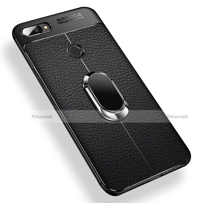 Ultra-thin Silicone Gel Soft Case Cover with Magnetic Finger Ring Stand for Xiaomi Mi 8 Lite Black