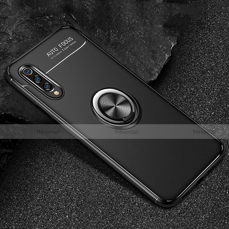 Ultra-thin Silicone Gel Soft Case Cover with Magnetic Finger Ring Stand for Xiaomi Mi 9 Black