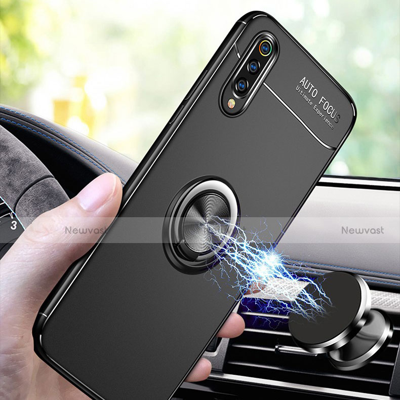 Ultra-thin Silicone Gel Soft Case Cover with Magnetic Finger Ring Stand for Xiaomi Mi 9 Lite