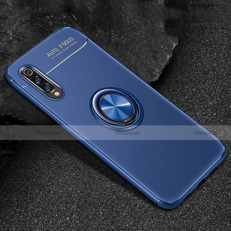 Ultra-thin Silicone Gel Soft Case Cover with Magnetic Finger Ring Stand for Xiaomi Mi 9 Pro Blue