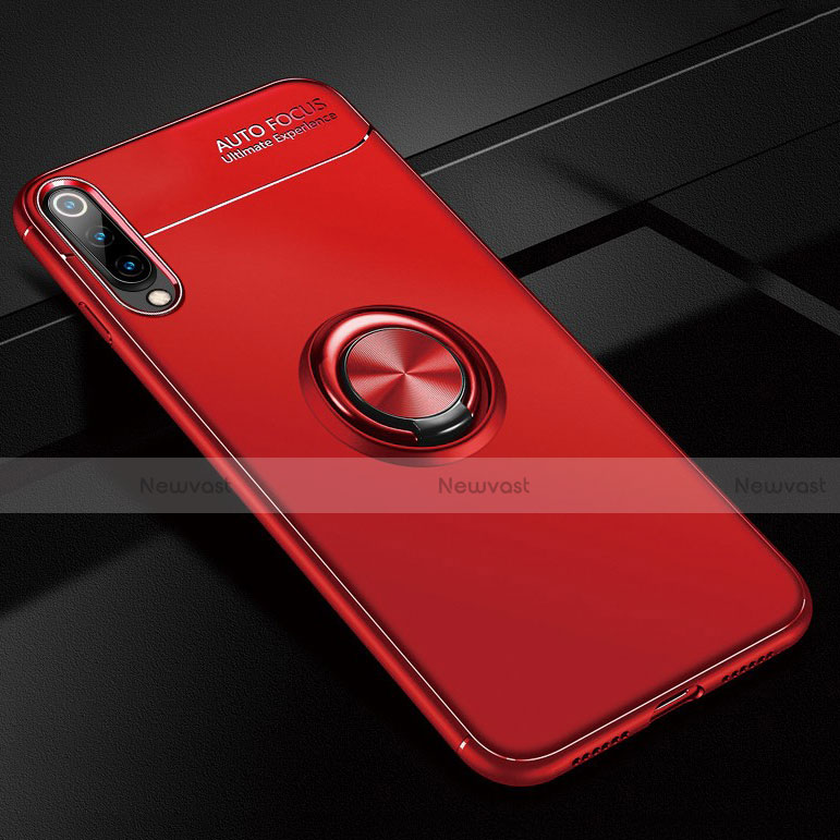 Ultra-thin Silicone Gel Soft Case Cover with Magnetic Finger Ring Stand for Xiaomi Mi A3 Red