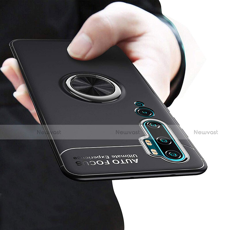 Ultra-thin Silicone Gel Soft Case Cover with Magnetic Finger Ring Stand for Xiaomi Mi Note 10