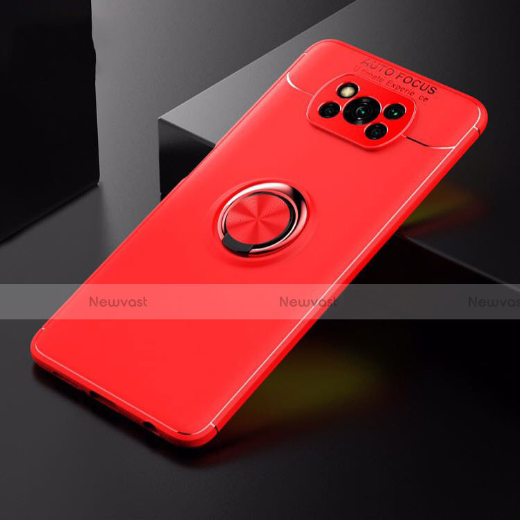 Ultra-thin Silicone Gel Soft Case Cover with Magnetic Finger Ring Stand for Xiaomi Poco X3