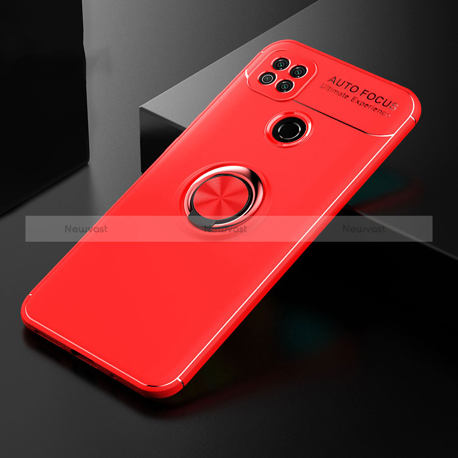Ultra-thin Silicone Gel Soft Case Cover with Magnetic Finger Ring Stand for Xiaomi Redmi 10A 4G