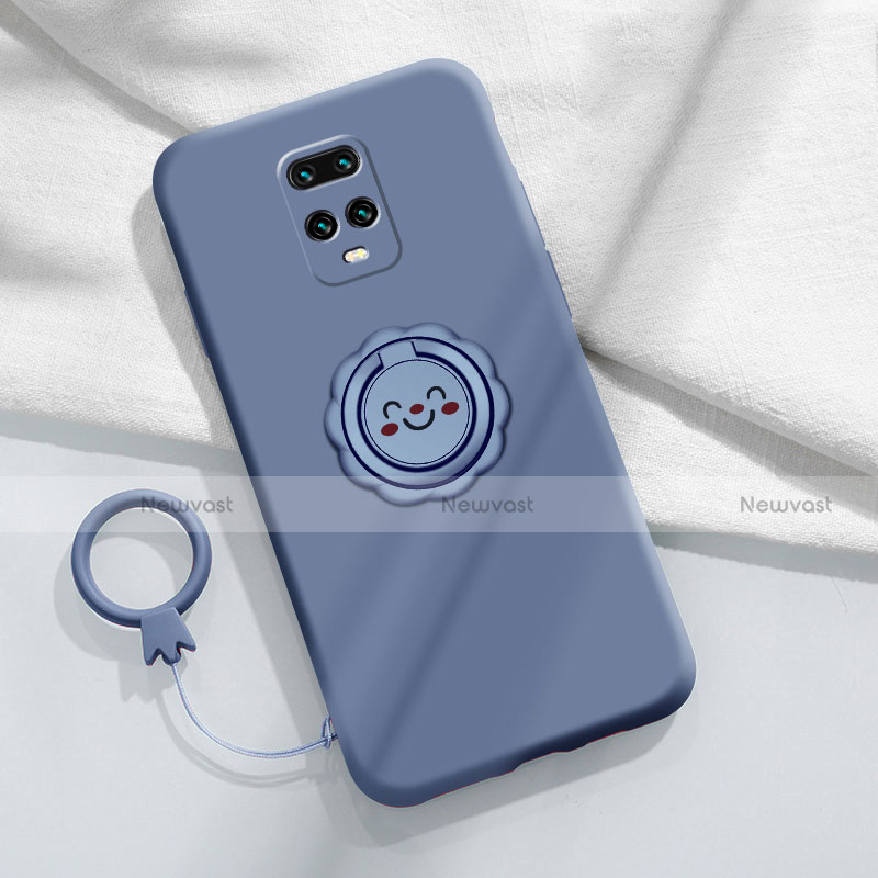 Ultra-thin Silicone Gel Soft Case Cover with Magnetic Finger Ring Stand for Xiaomi Redmi 10X 5G Gray