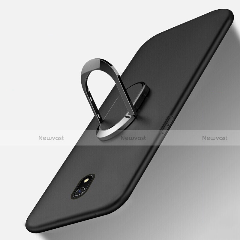 Ultra-thin Silicone Gel Soft Case Cover with Magnetic Finger Ring Stand for Xiaomi Redmi 8A Black