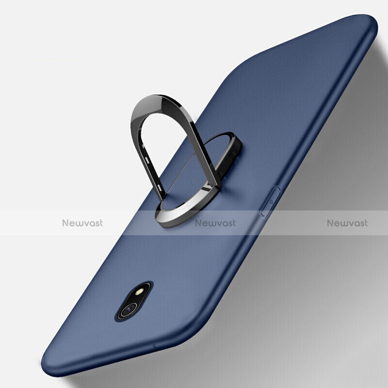 Ultra-thin Silicone Gel Soft Case Cover with Magnetic Finger Ring Stand for Xiaomi Redmi 8A Blue