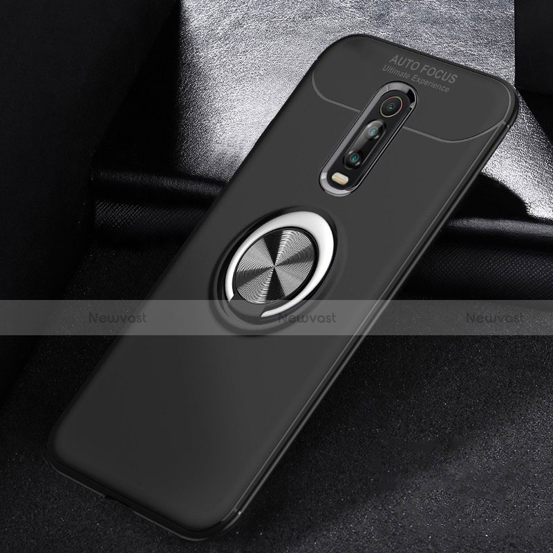 Ultra-thin Silicone Gel Soft Case Cover with Magnetic Finger Ring Stand for Xiaomi Redmi K20 Pro Black