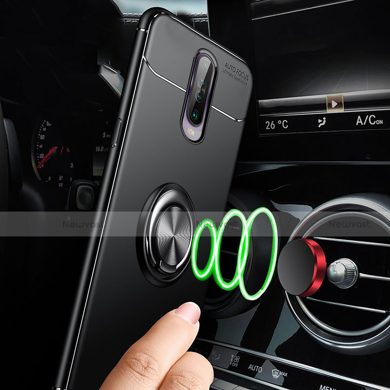 Ultra-thin Silicone Gel Soft Case Cover with Magnetic Finger Ring Stand for Xiaomi Redmi K30 5G