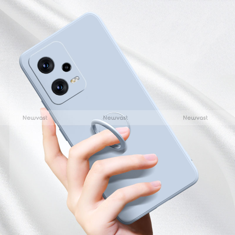 Ultra-thin Silicone Gel Soft Case Cover with Magnetic Finger Ring Stand for Xiaomi Redmi Note 12 5G