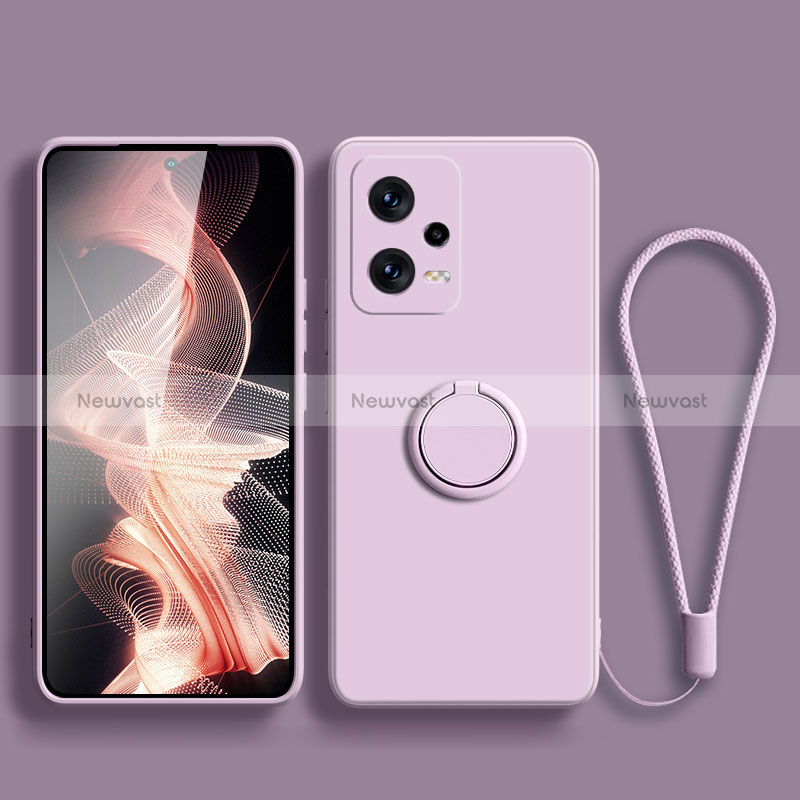Ultra-thin Silicone Gel Soft Case Cover with Magnetic Finger Ring Stand for Xiaomi Redmi Note 12 5G