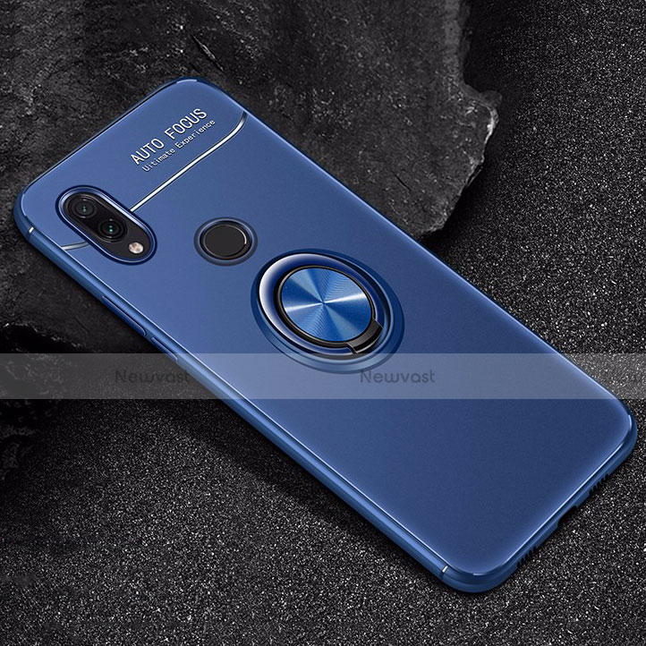 Ultra-thin Silicone Gel Soft Case Cover with Magnetic Finger Ring Stand for Xiaomi Redmi Note 7 Blue