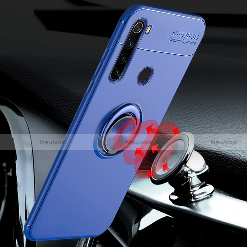 Ultra-thin Silicone Gel Soft Case Cover with Magnetic Finger Ring Stand for Xiaomi Redmi Note 8 (2021)