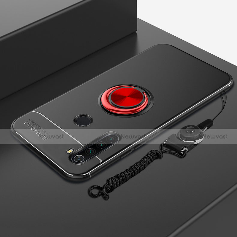 Ultra-thin Silicone Gel Soft Case Cover with Magnetic Finger Ring Stand for Xiaomi Redmi Note 8 (2021)