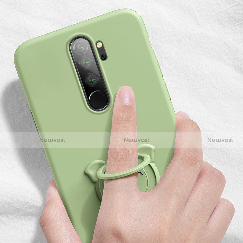 Ultra-thin Silicone Gel Soft Case Cover with Magnetic Finger Ring Stand for Xiaomi Redmi Note 8 Pro