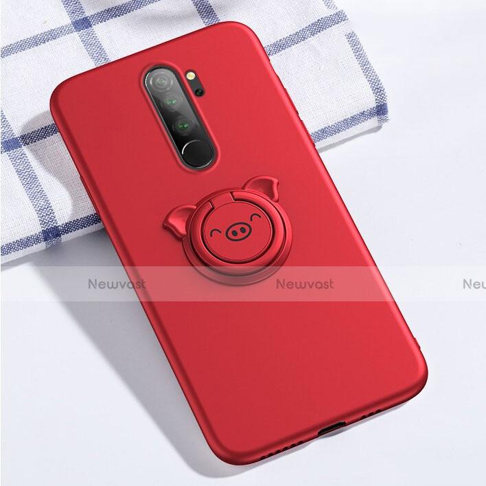 Ultra-thin Silicone Gel Soft Case Cover with Magnetic Finger Ring Stand for Xiaomi Redmi Note 8 Pro