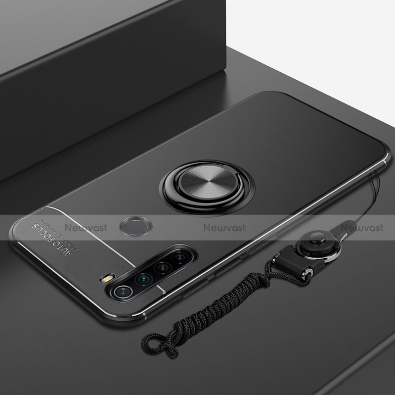 Ultra-thin Silicone Gel Soft Case Cover with Magnetic Finger Ring Stand for Xiaomi Redmi Note 8T Black