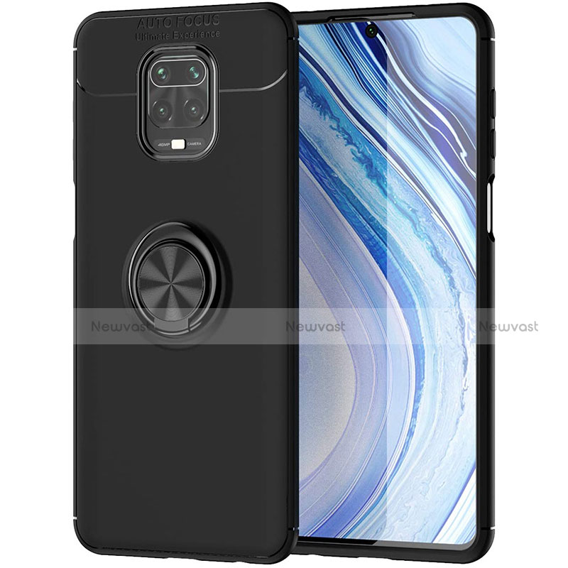 Ultra-thin Silicone Gel Soft Case Cover with Magnetic Finger Ring Stand for Xiaomi Redmi Note 9 Pro Max