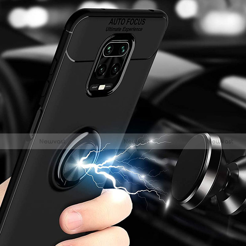 Ultra-thin Silicone Gel Soft Case Cover with Magnetic Finger Ring Stand for Xiaomi Redmi Note 9S
