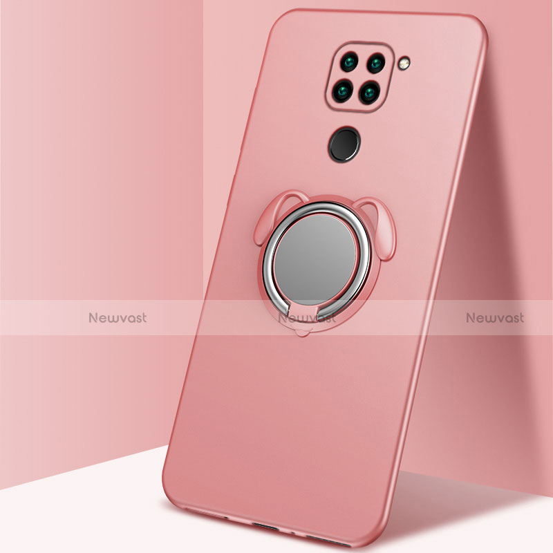 Ultra-thin Silicone Gel Soft Case Cover with Magnetic Finger Ring Stand G03 for Xiaomi Redmi 10X 4G Rose Gold