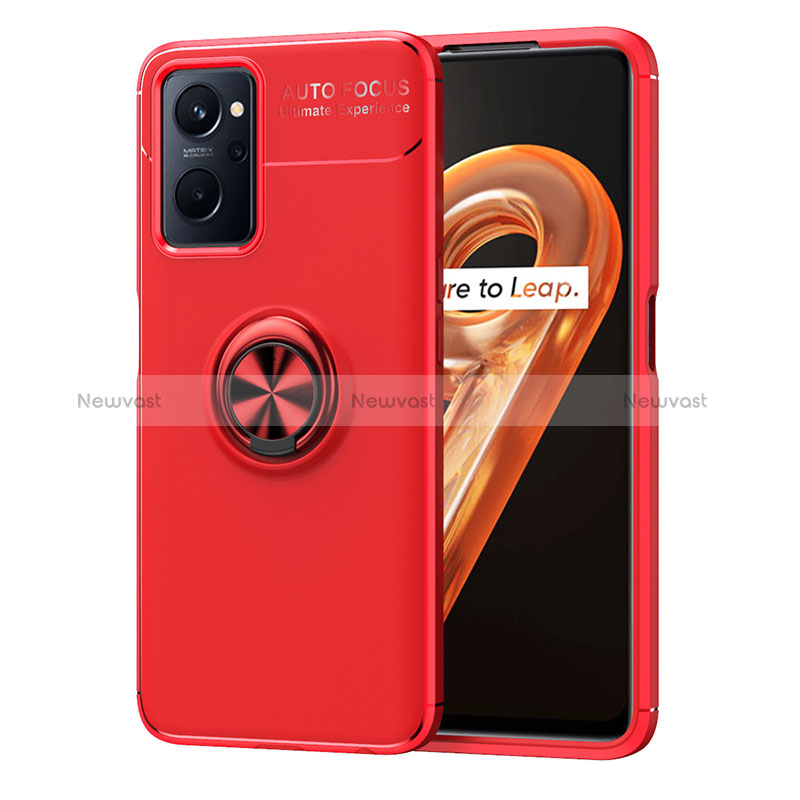 Ultra-thin Silicone Gel Soft Case Cover with Magnetic Finger Ring Stand JM1 for Oppo A96 4G