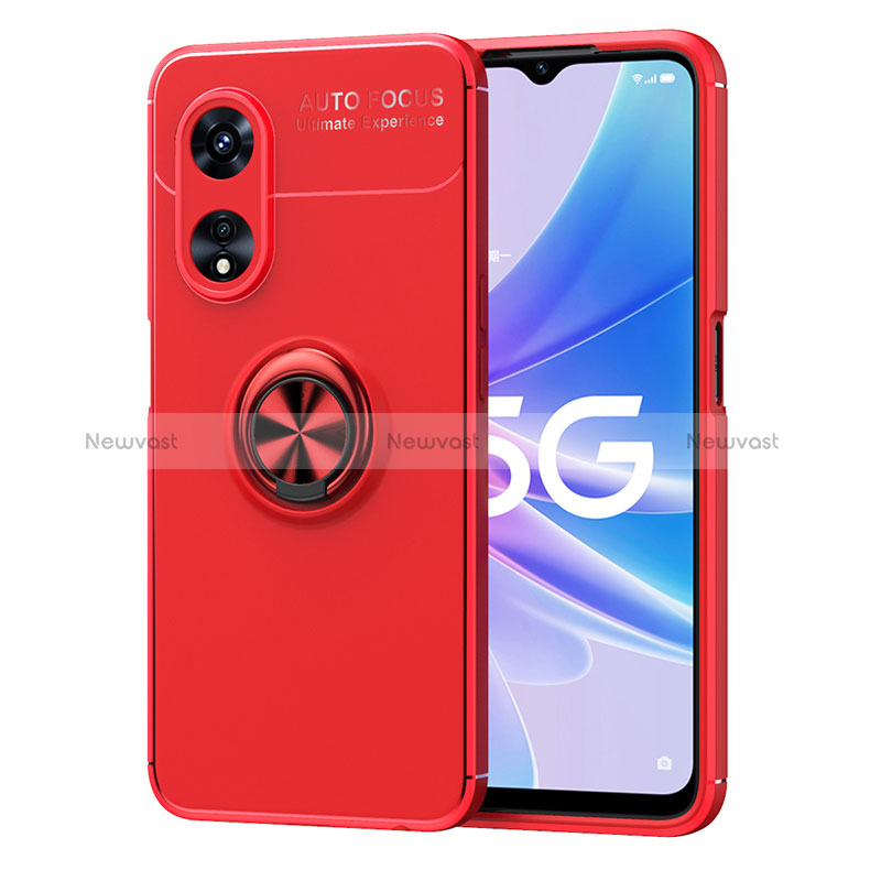 Ultra-thin Silicone Gel Soft Case Cover with Magnetic Finger Ring Stand JM1 for Oppo A98 5G