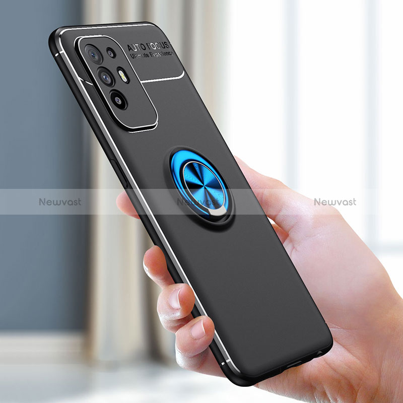 Ultra-thin Silicone Gel Soft Case Cover with Magnetic Finger Ring Stand JM1 for Oppo Reno5 Z 5G