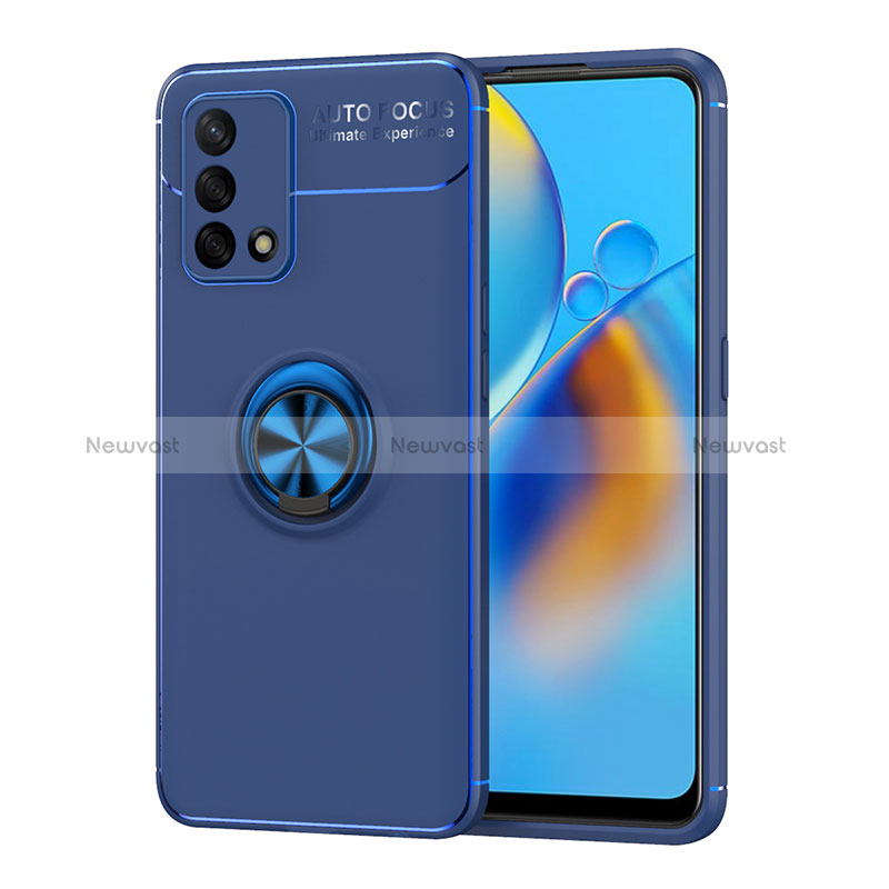 Ultra-thin Silicone Gel Soft Case Cover with Magnetic Finger Ring Stand JM1 for Oppo Reno6 Lite
