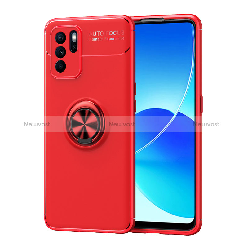 Ultra-thin Silicone Gel Soft Case Cover with Magnetic Finger Ring Stand JM1 for Oppo Reno6 Z 5G