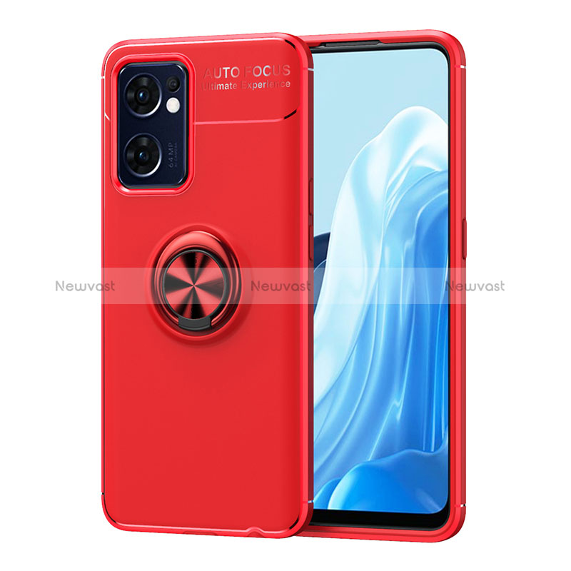 Ultra-thin Silicone Gel Soft Case Cover with Magnetic Finger Ring Stand JM1 for Oppo Reno7 5G
