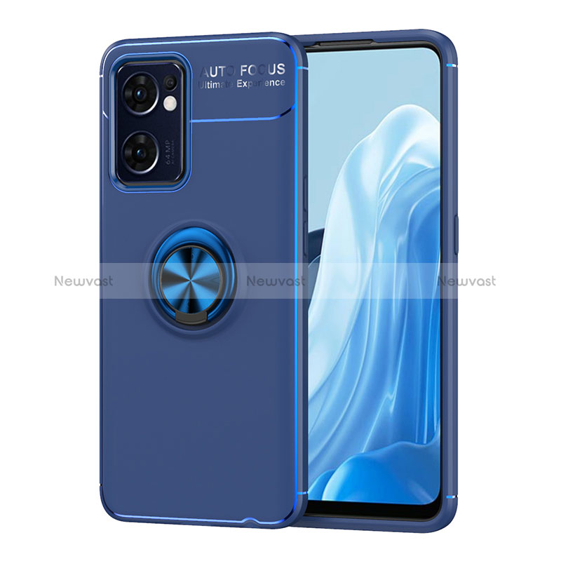 Ultra-thin Silicone Gel Soft Case Cover with Magnetic Finger Ring Stand JM1 for Oppo Reno7 5G
