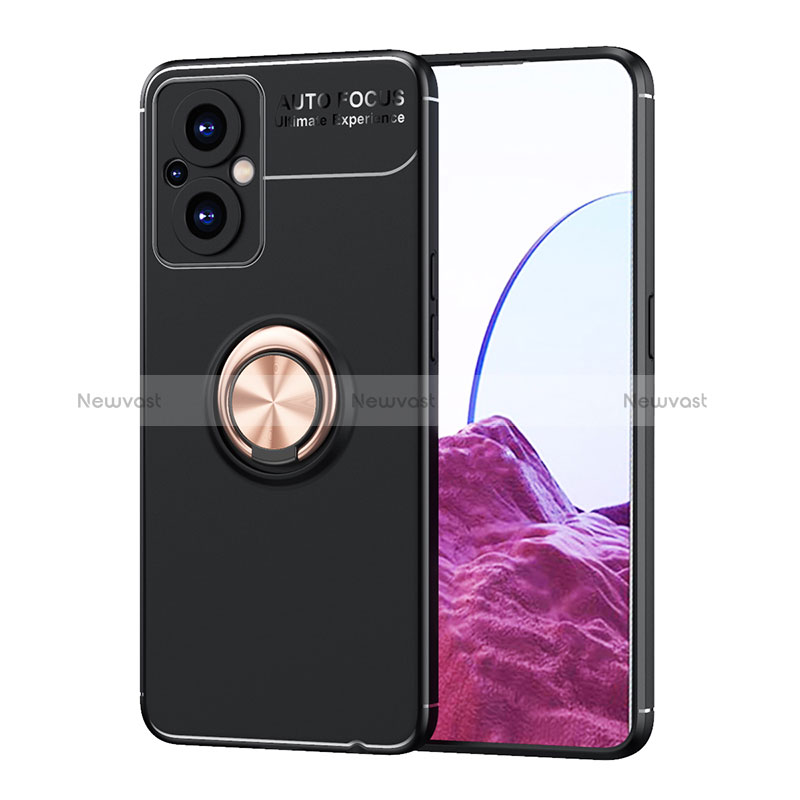 Ultra-thin Silicone Gel Soft Case Cover with Magnetic Finger Ring Stand JM1 for Oppo Reno7 Lite 5G